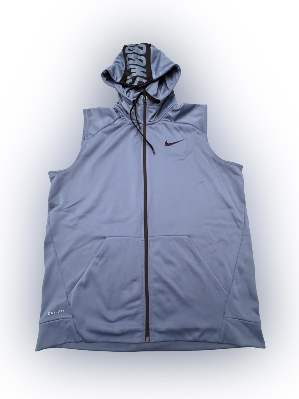 Men’s Nike Sleeveless Hooded Dri-FIT Jacket in Slate Blue Size XL
